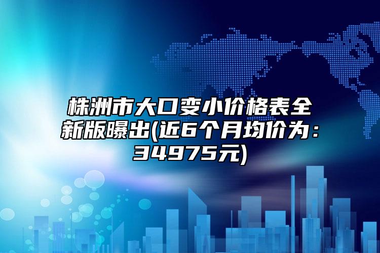 株洲市大口变小价格表全新版曝出(近6个月均价为：34975元)